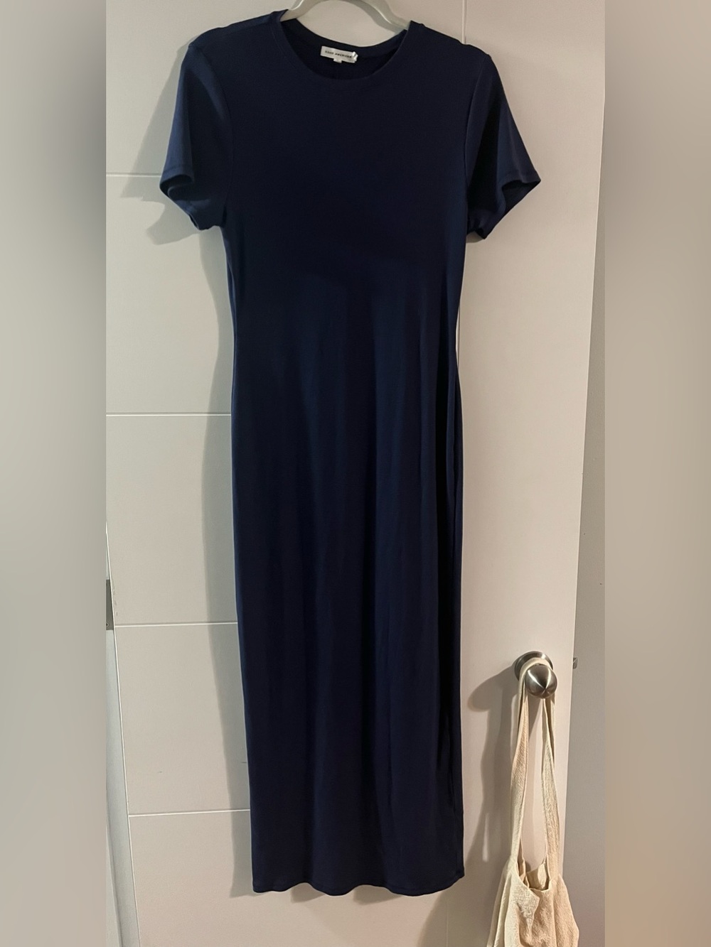 Good American Navy Short-Sleeve Body Hugging Maxi Dress